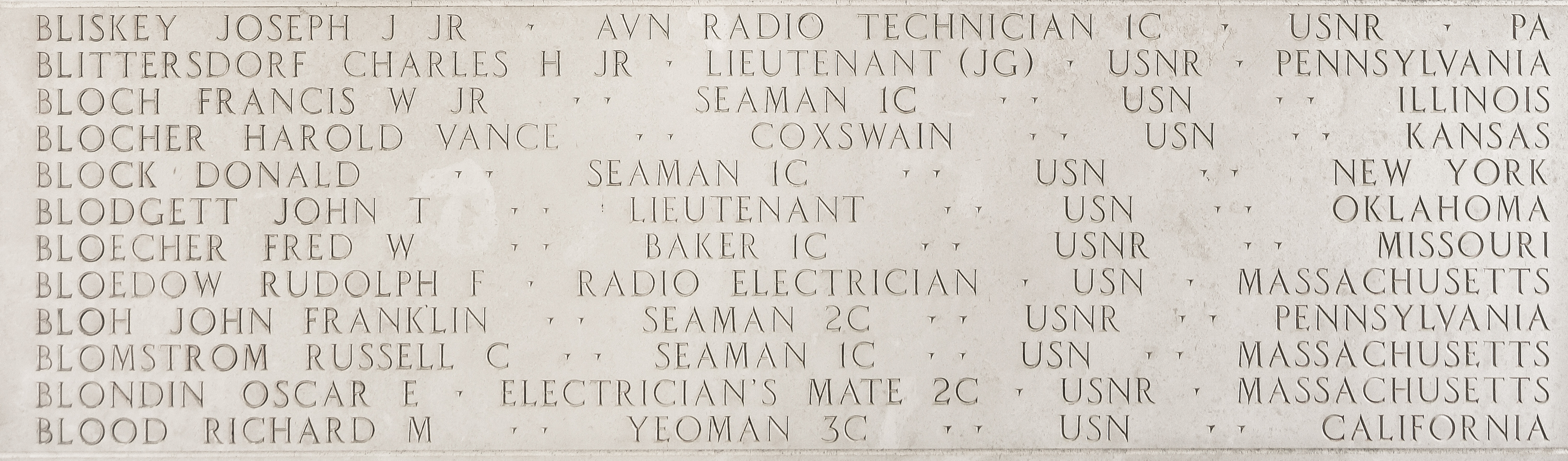 Russell C. Blomstrom, Seaman First Class